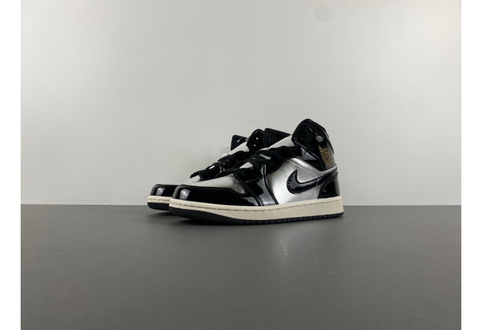 Air Jordan 1 Mid SE Black Metallic Silver Sail Metallic Gold FZ39380-001