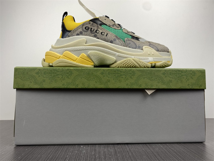 gu x balen the hacker project triple s beige green yellow 681067 umo20 9766