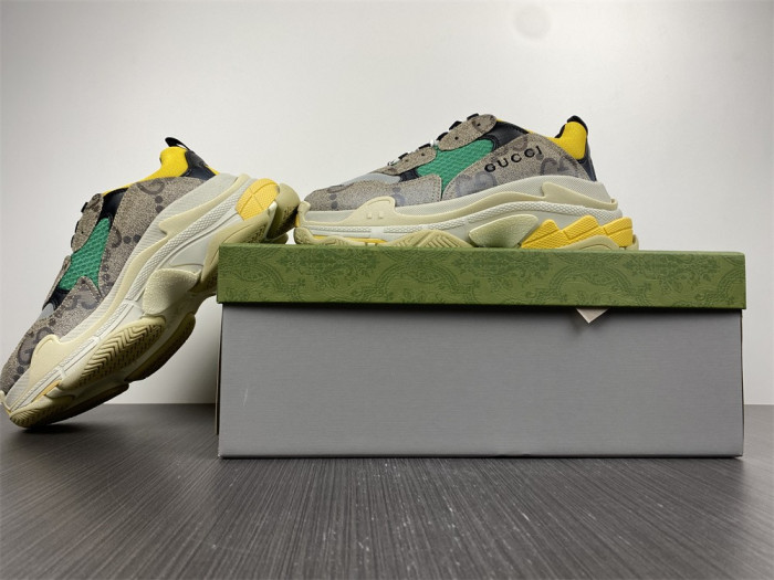 gu x balen the hacker project triple s beige green yellow 681067 umo20 9766