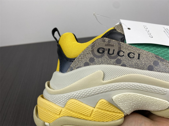 gu x balen the hacker project triple s beige green yellow 681067 umo20 9766