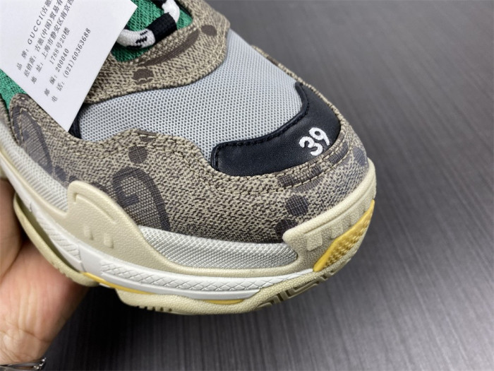 gu x balen the hacker project triple s beige green yellow 681067 umo20 9766