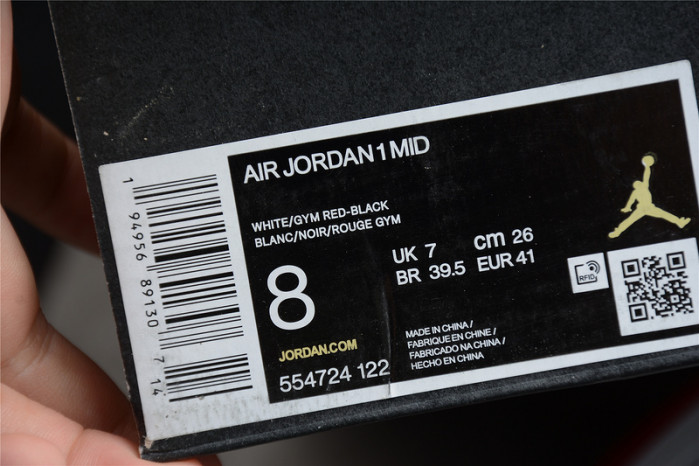 air jordan 1 mid gym red black white 554724-122