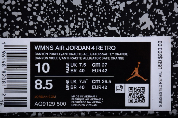 air jordan 4 wmns “canyon purple” aq9129-500
