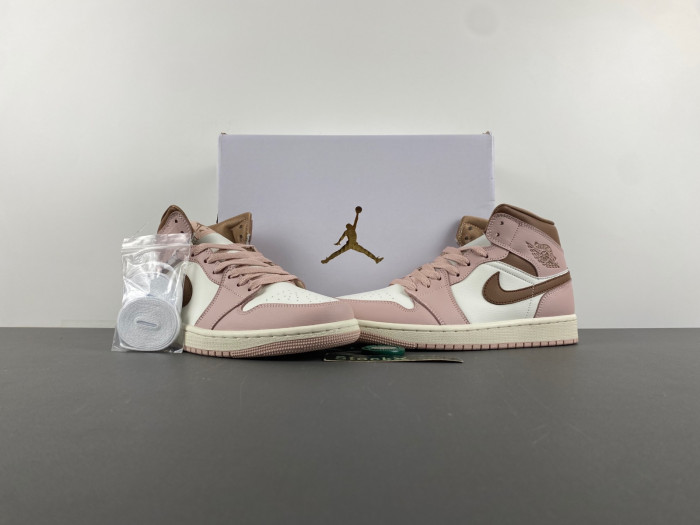 Air Jordan 1 Mid Pink Oxford Brown BQ6472-620