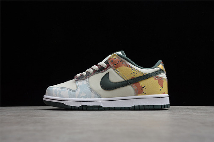 nike dunk low se sail multi-camo dh0957-100