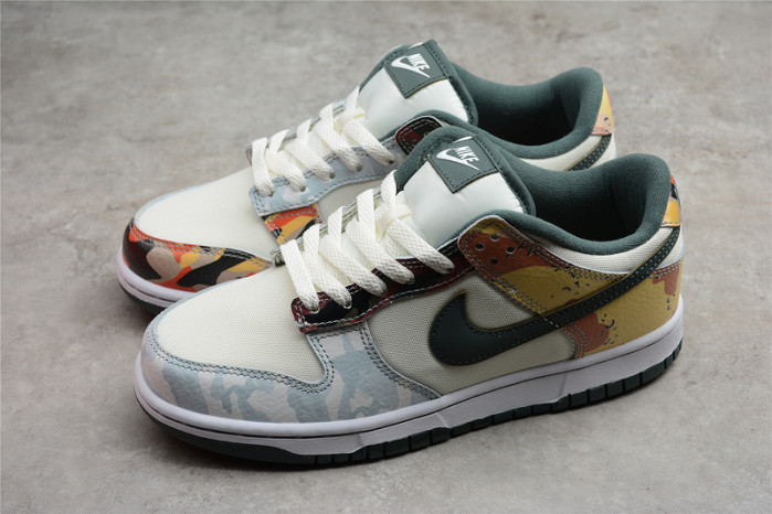 nike dunk low se sail multi-camo dh0957-100