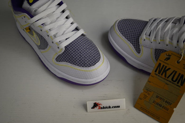 unlon x sb dunk low white purple dj9649-500
