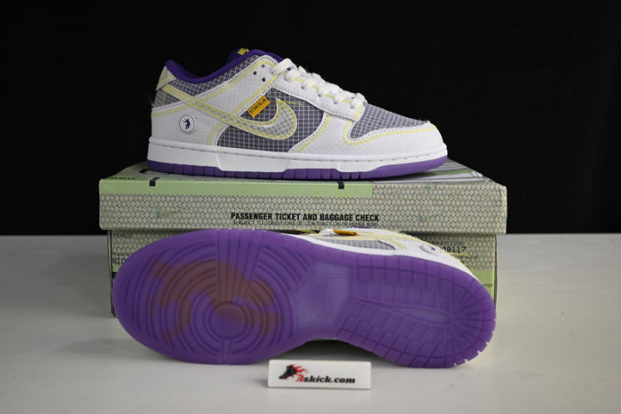 unlon x sb dunk low white purple dj9649-500