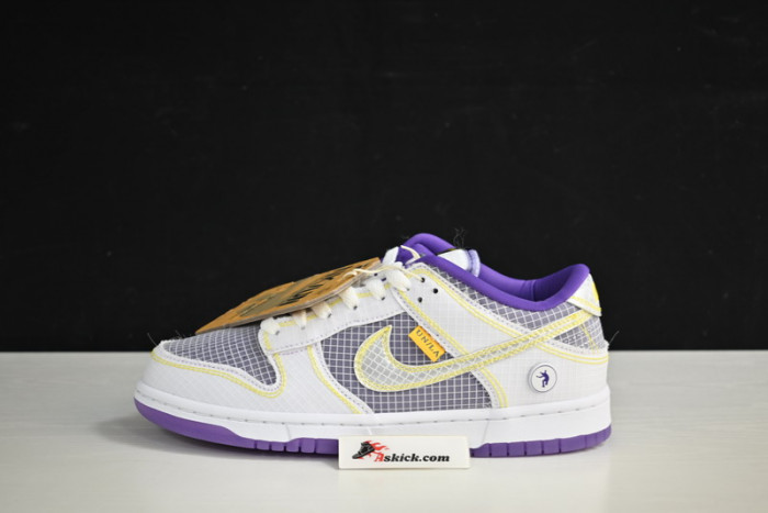 unlon x sb dunk low white purple dj9649-500