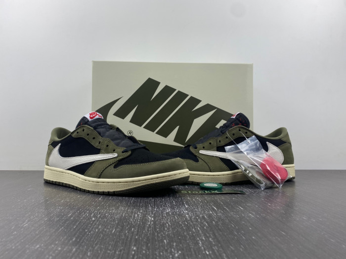 travis scott x air jordan 1 low og black olive dm7866-002