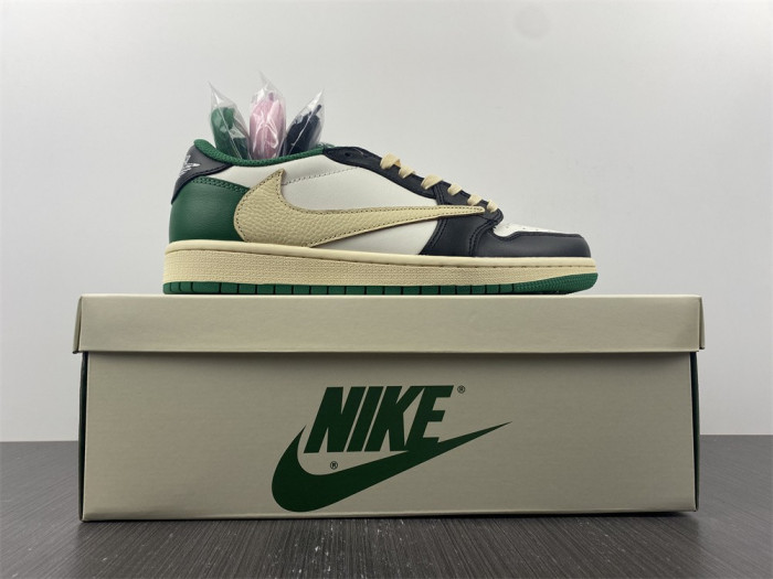 fragment design x travis scott x air jordan 1 low black/beige/green dm7866-128