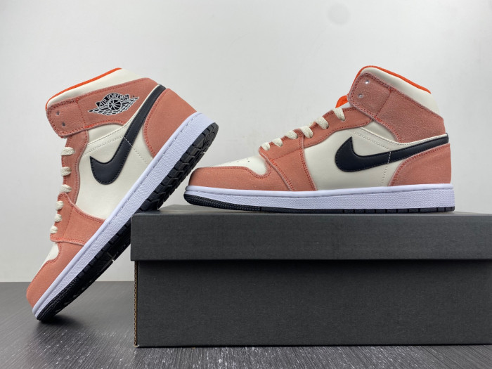 air jordan 1 mid se orange suede dv1336-800