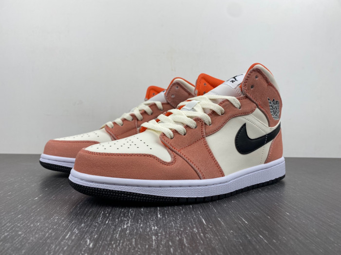 air jordan 1 mid se orange suede dv1336-800
