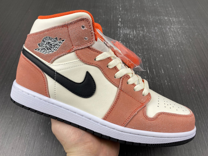 air jordan 1 mid se orange suede dv1336-800
