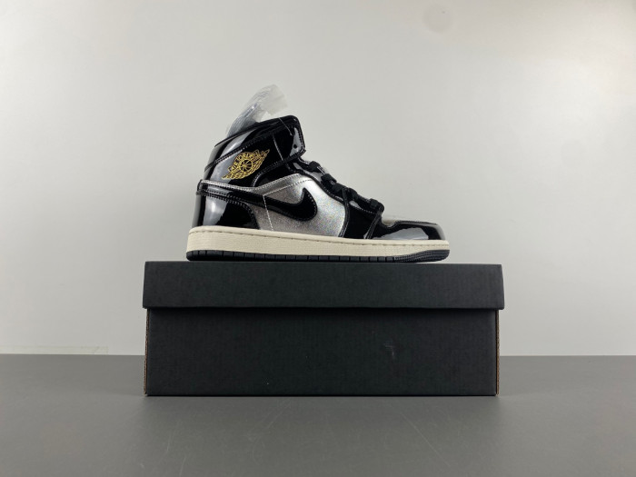 Air Jordan 1 Mid SE Black Metallic Silver Sail Metallic Gold FZ39380-001