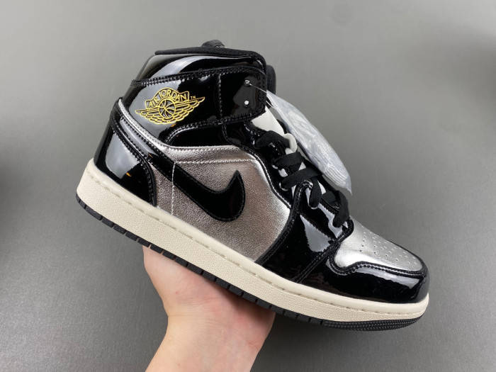 Air Jordan 1 Mid SE Black Metallic Silver Sail Metallic Gold FZ39380-001