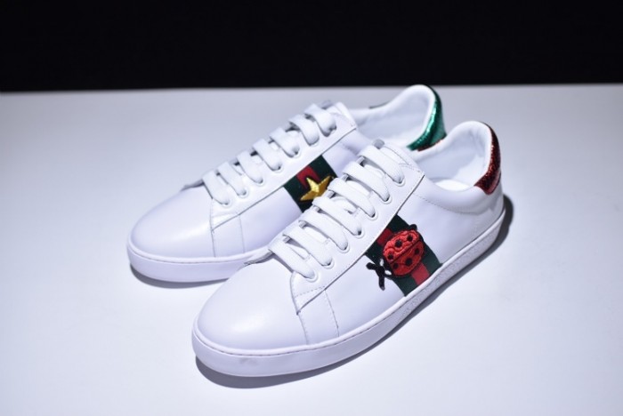 gu ace embroidered low-top sneaker with ladybird