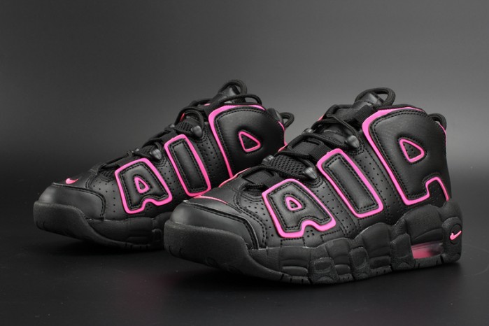 nike air more uptempo gs “hyper pink” black/ pink womens 415082-003