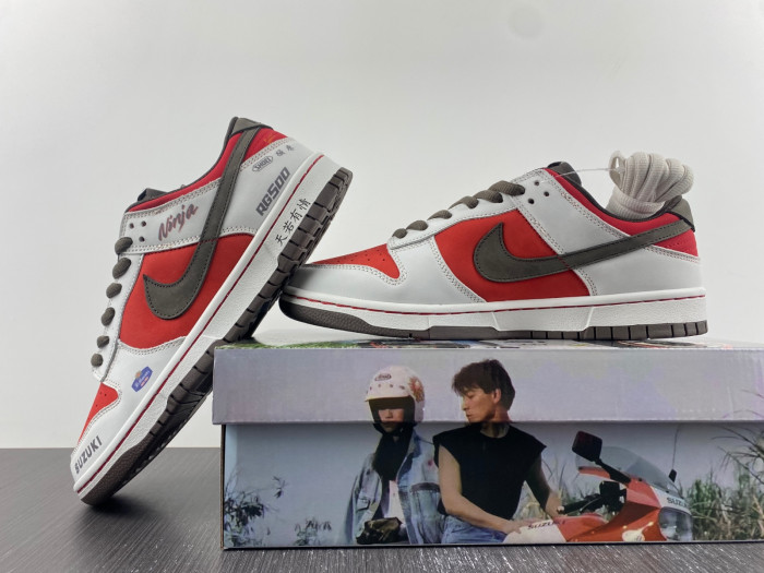 nike sb dunk low suziki sail red coffee re500-666