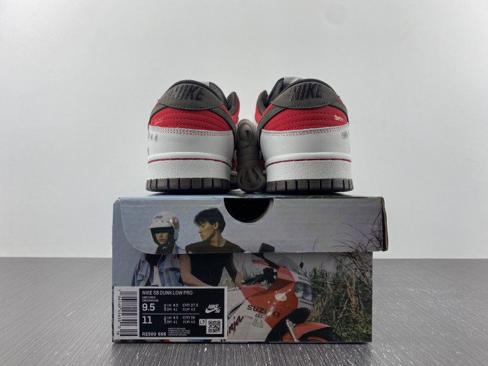 nike sb dunk low suziki sail red coffee re500-666